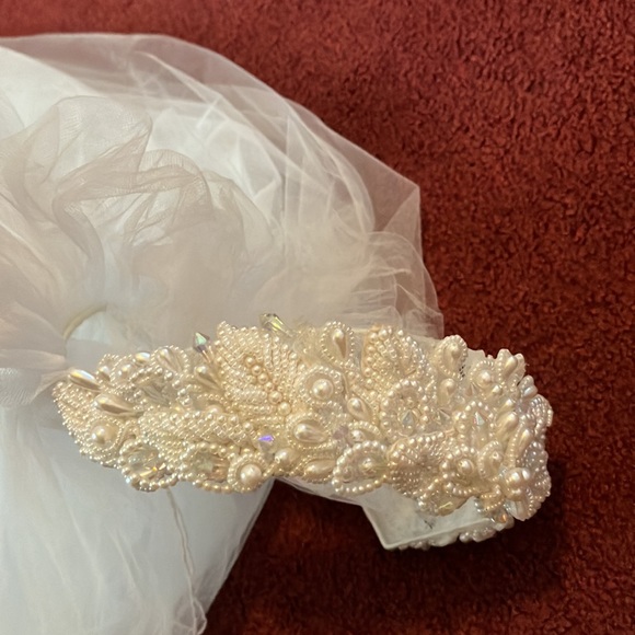 Ladies, beautiful Vintage, long beaded wedding veil - Picture 5 of 6